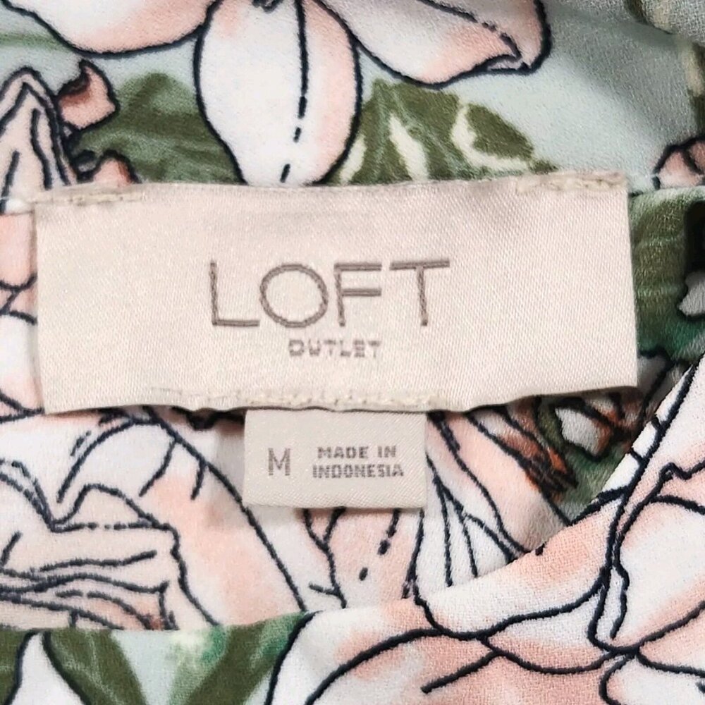 Loft‎ Outlet Women's Tunic Top Sz M Mint Green Floral Fairy Sleeveless Cottage - Picture 5 of 10